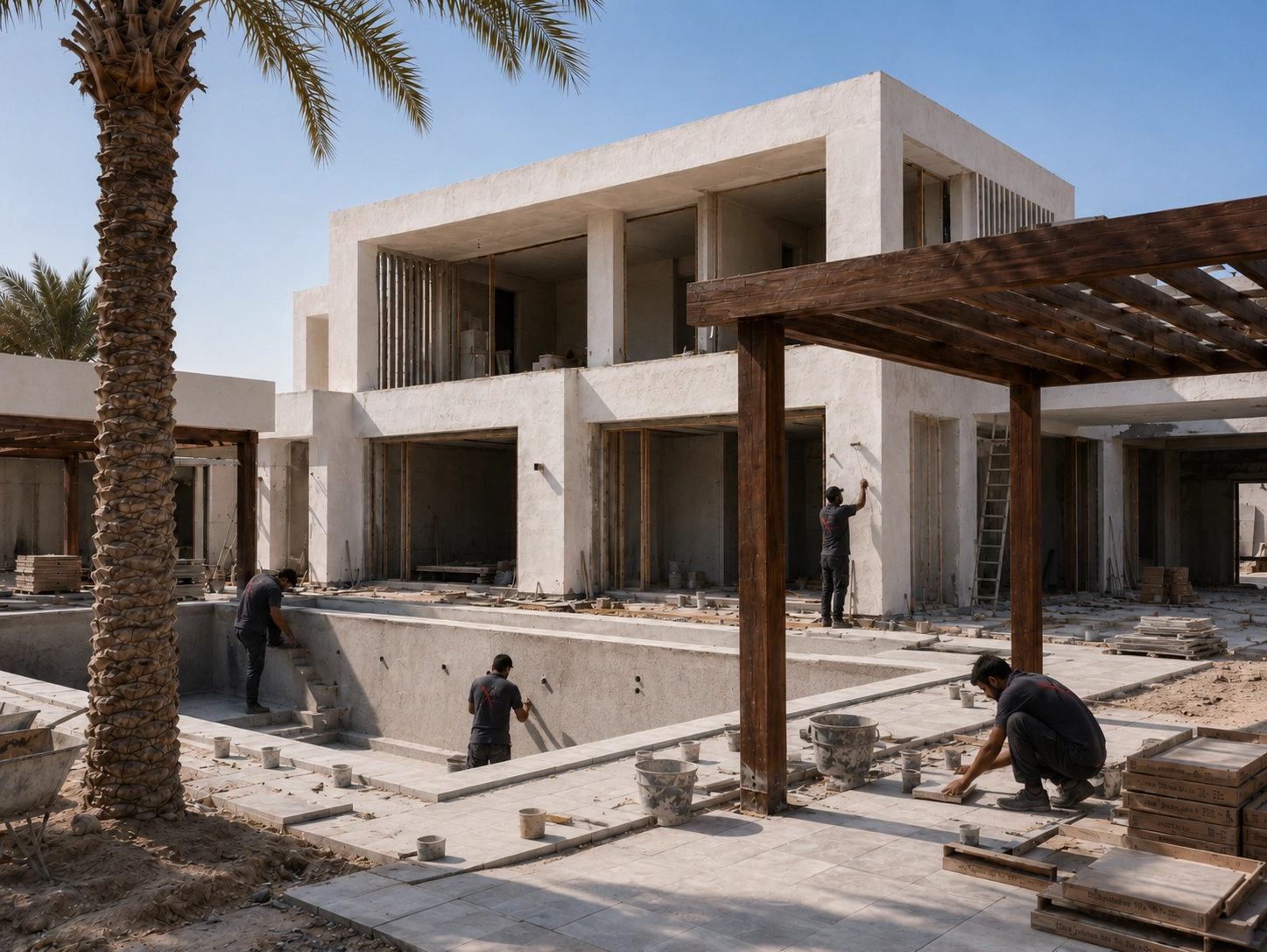 Villa landscaping and external works in progress by X4 Design and Build